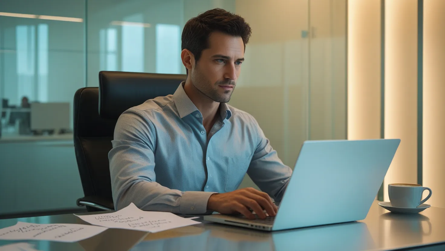 Free Online IT Internships – professional working remotely on laptop with notes and coffee